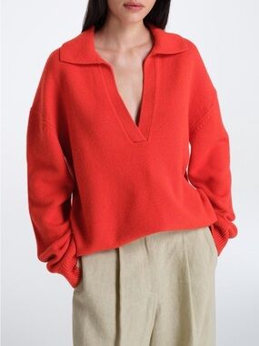 TWP boy Henley cashmere sweater summer tomato small